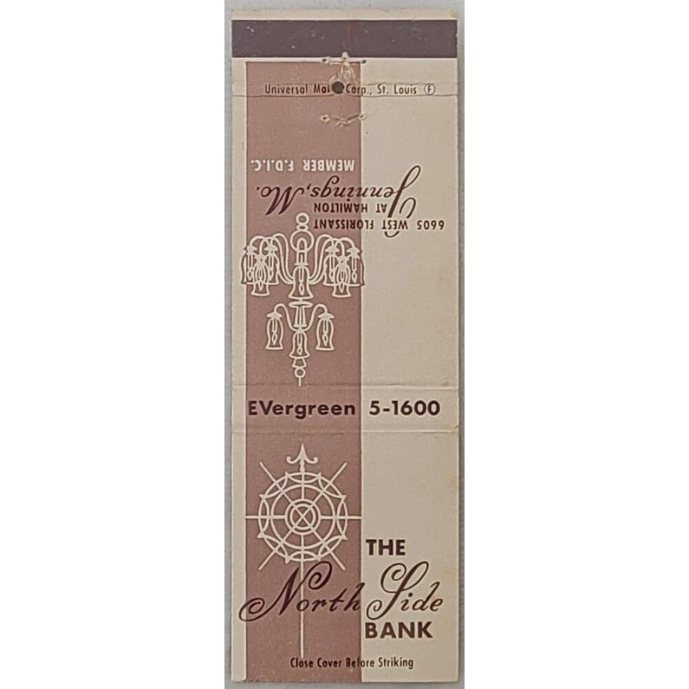 Vintage Matchbook Cover The North Side Bank Jennings MO Missouri